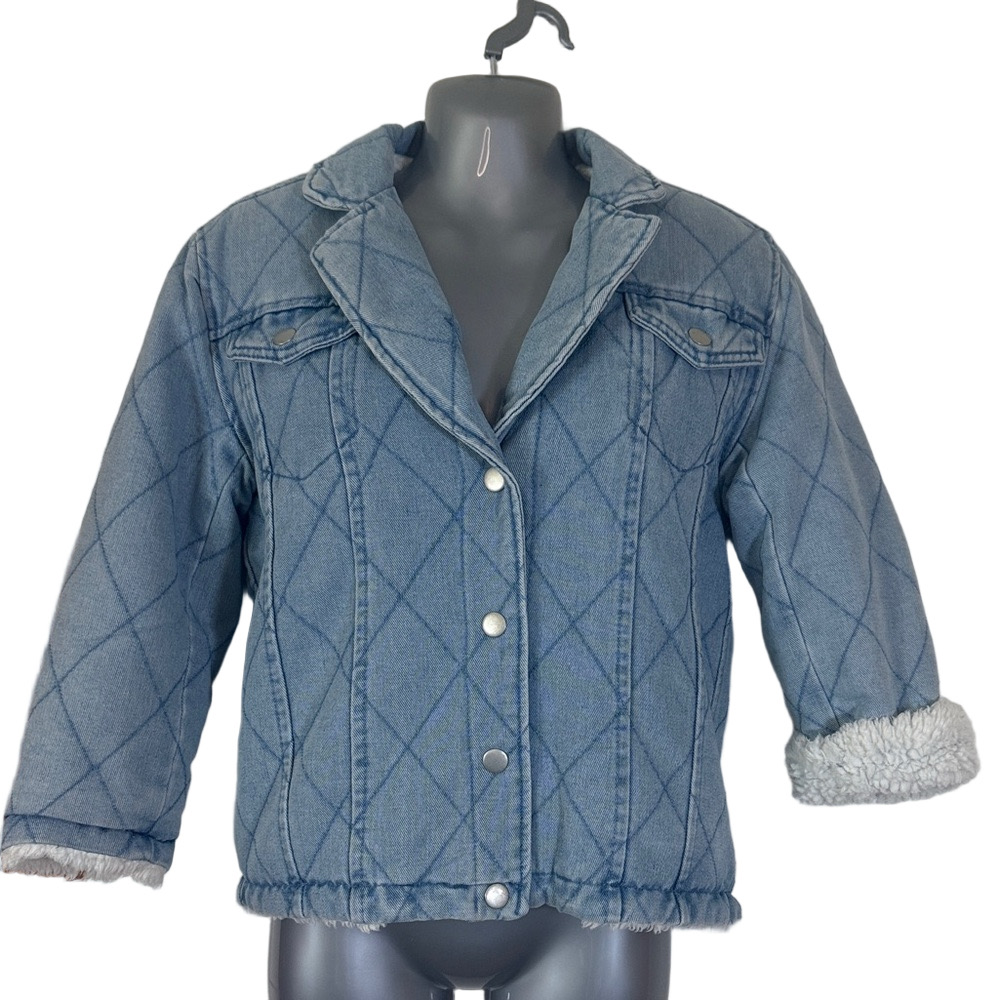 Chelsea & Violet Quilted Blue Denim Jacket with Sherpa Lining SKU0913